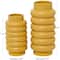 CosmoLiving by Cosmopolitan Yellow Ceramic Vase with Ring Ribbing Set of 2 16", 12"